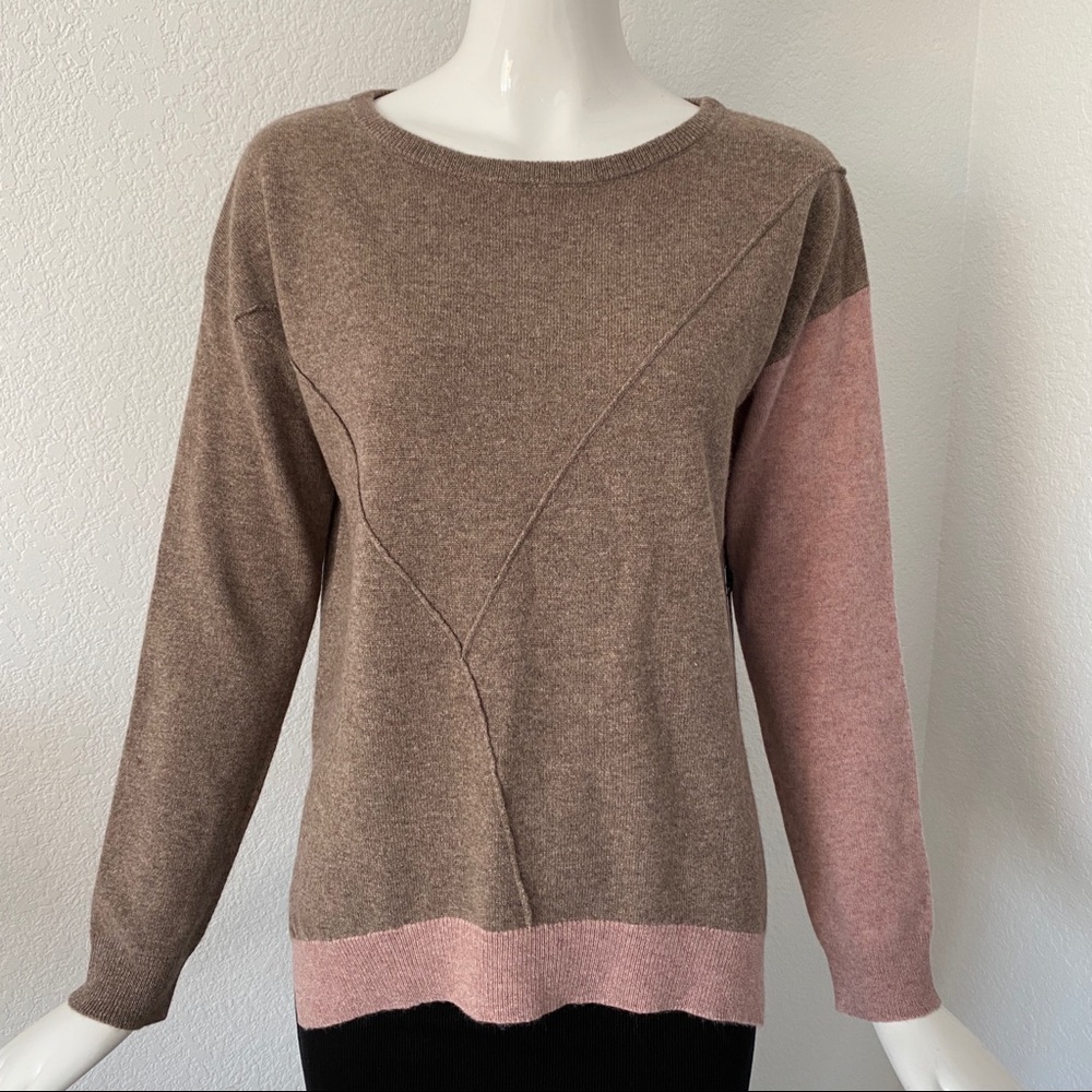 knyt & lynk asymmetric color block cashmere sweate